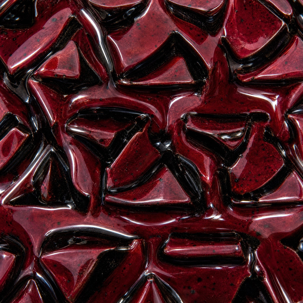 MIT Luxury Mitovation V2 Ruby bowl macro detail of oxblood red glaze with black pooling across sculptural spikes, image 6 of 6