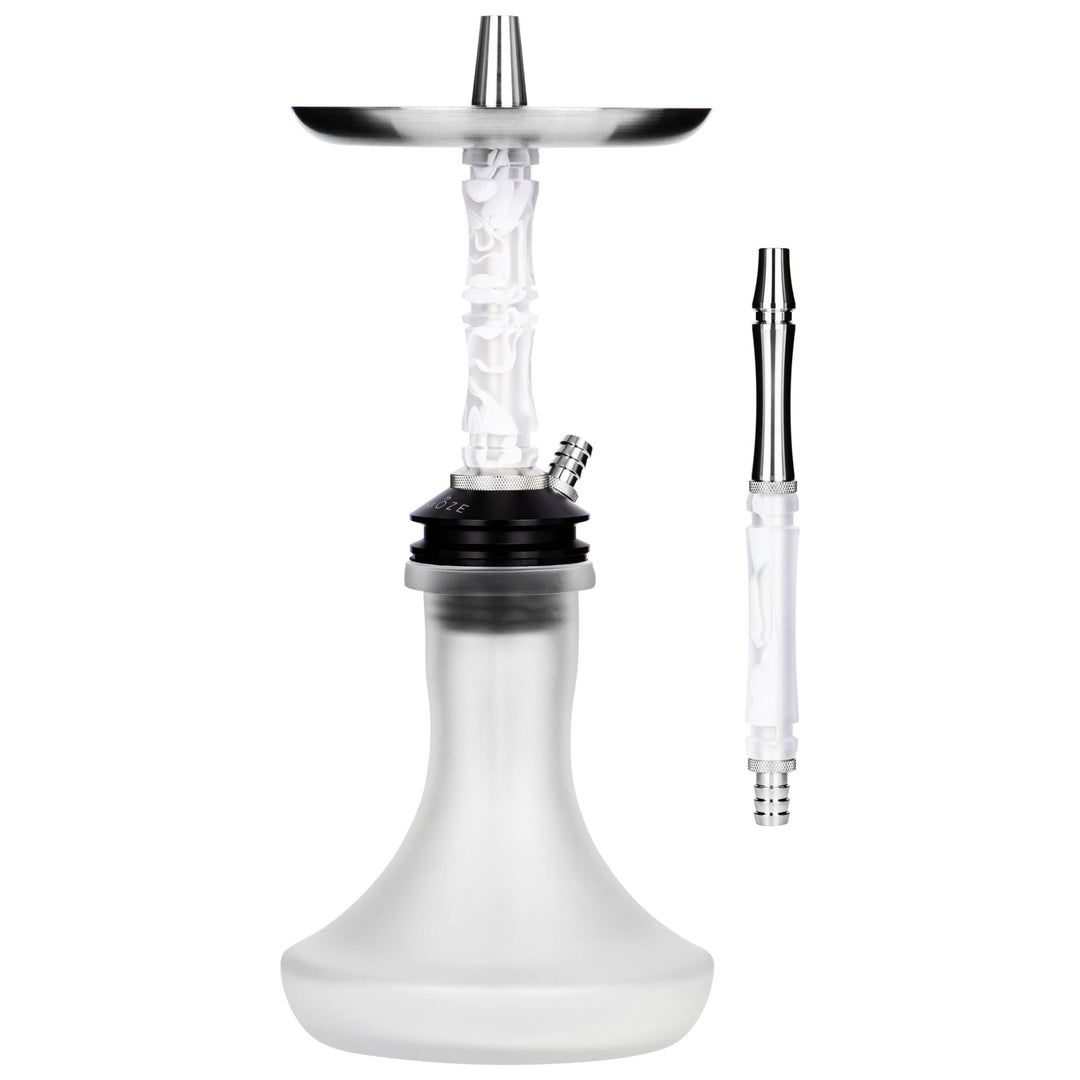 Moze Breeze Two Wavy Frosted shisha, full body with frosted resin stem, frosted glass base, stainless tray and mouthpiece