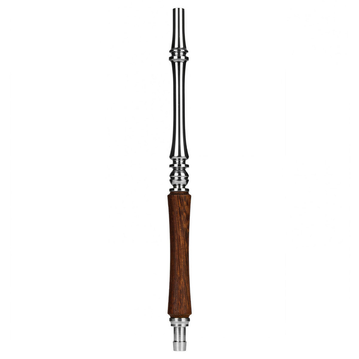 Moze Tradi M Silver shisha mouthpiece, turned wood handle with polished chrome fittings, image 4 of 7