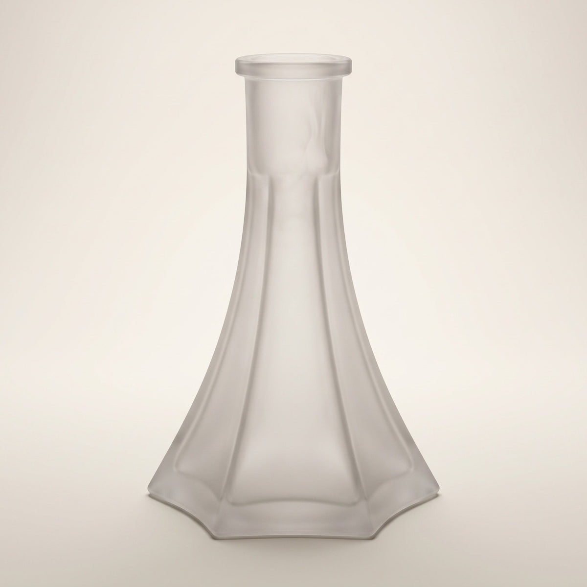 OVO x Neolux Frosty White handmade frosted glass hookah base with six-facet splayed skirt, Russian-standard fit, image 2 of 5