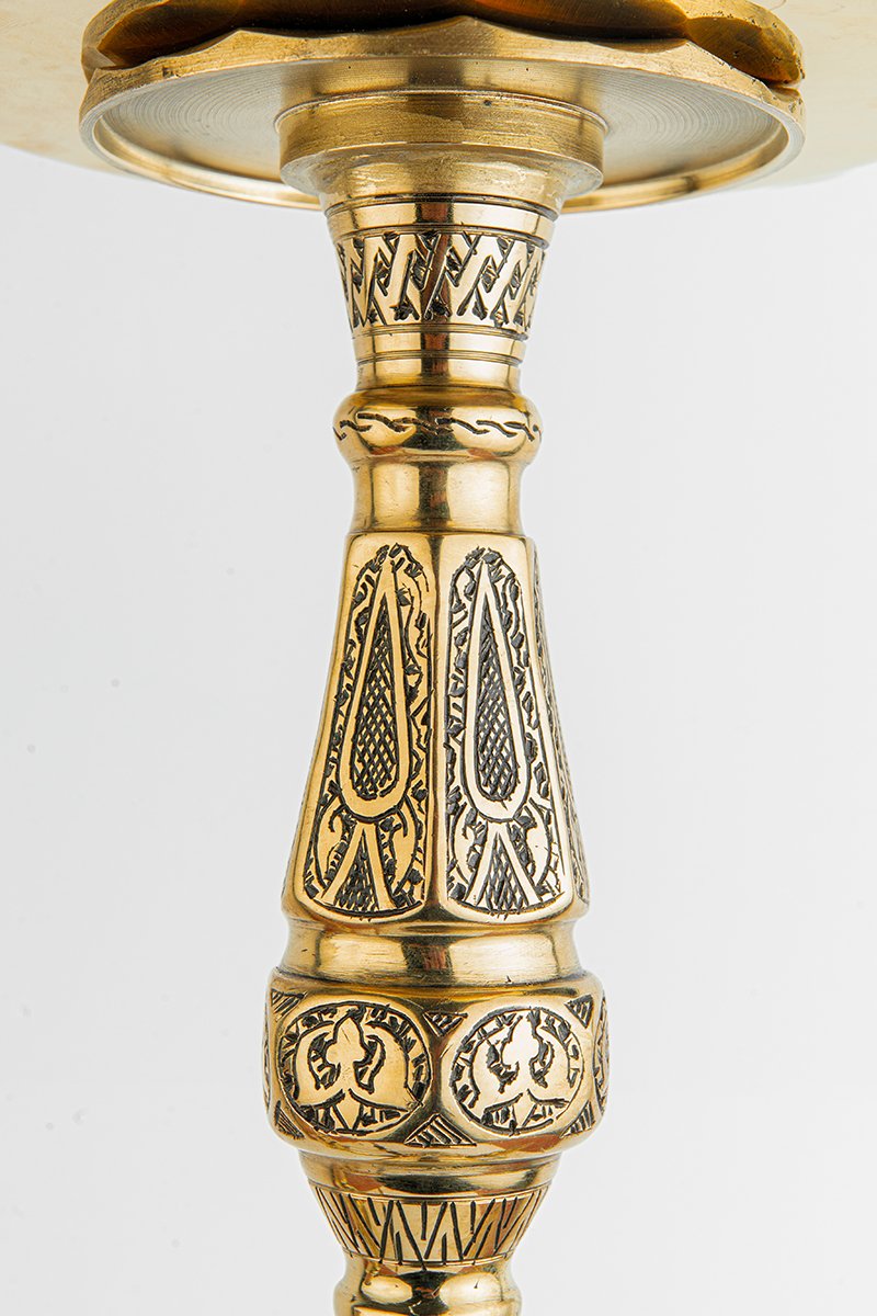 Shika Drakon Egyptian Brass Shisha Pipe, stem engraving detail