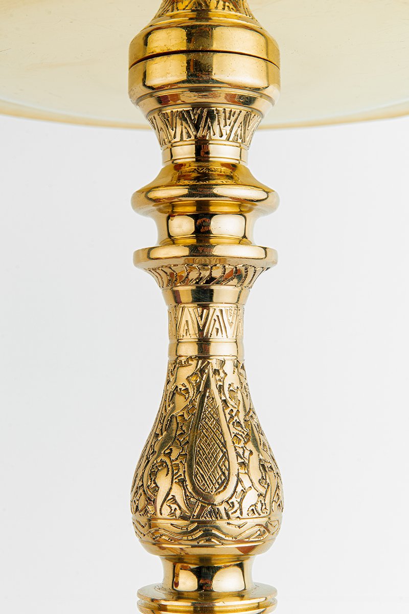 Shika Elwel CNC Brass Shisha Pipe, stem engraving detail