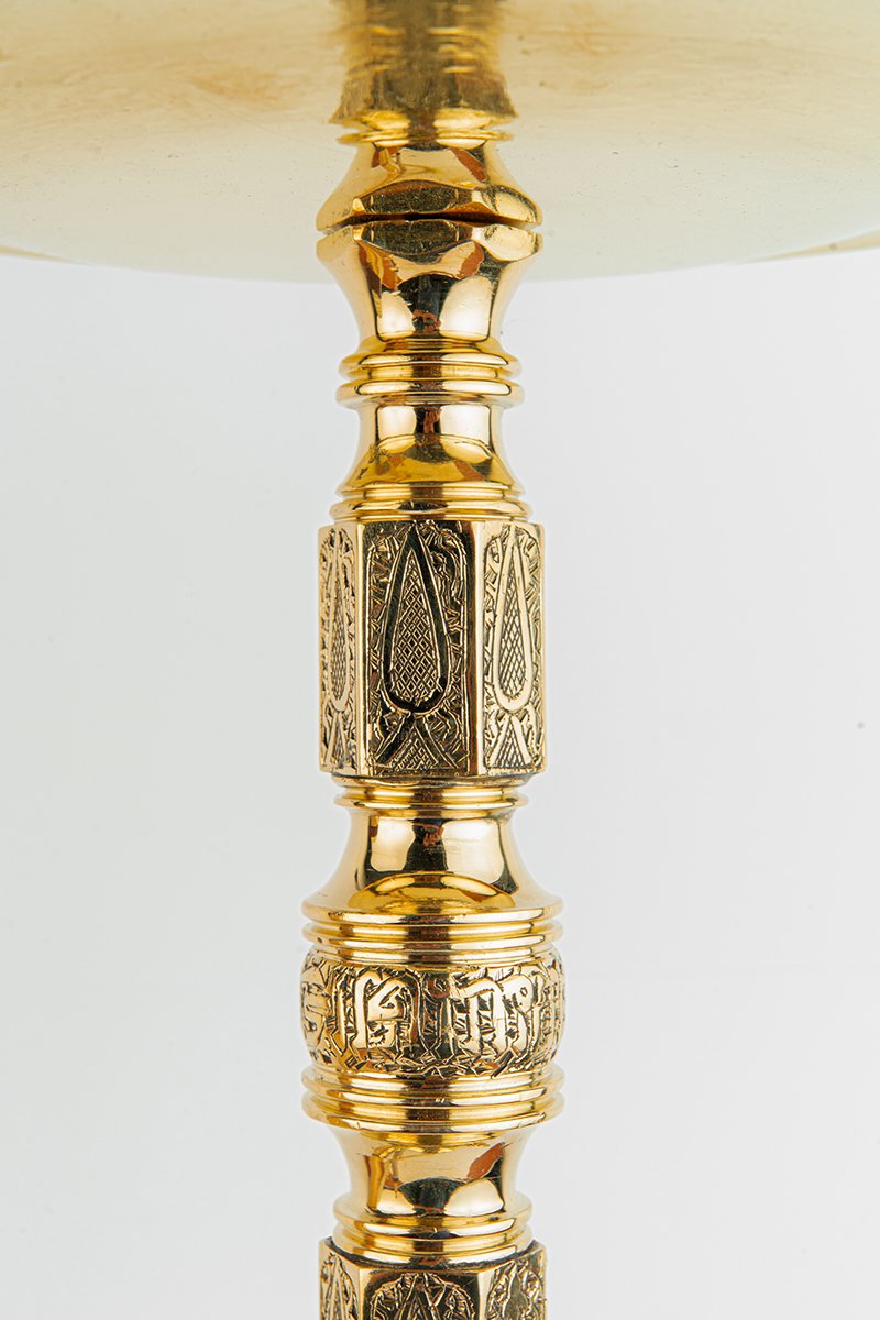 Shika Granada Imperial CNC Brass Shisha Pipe, stem engraving detail