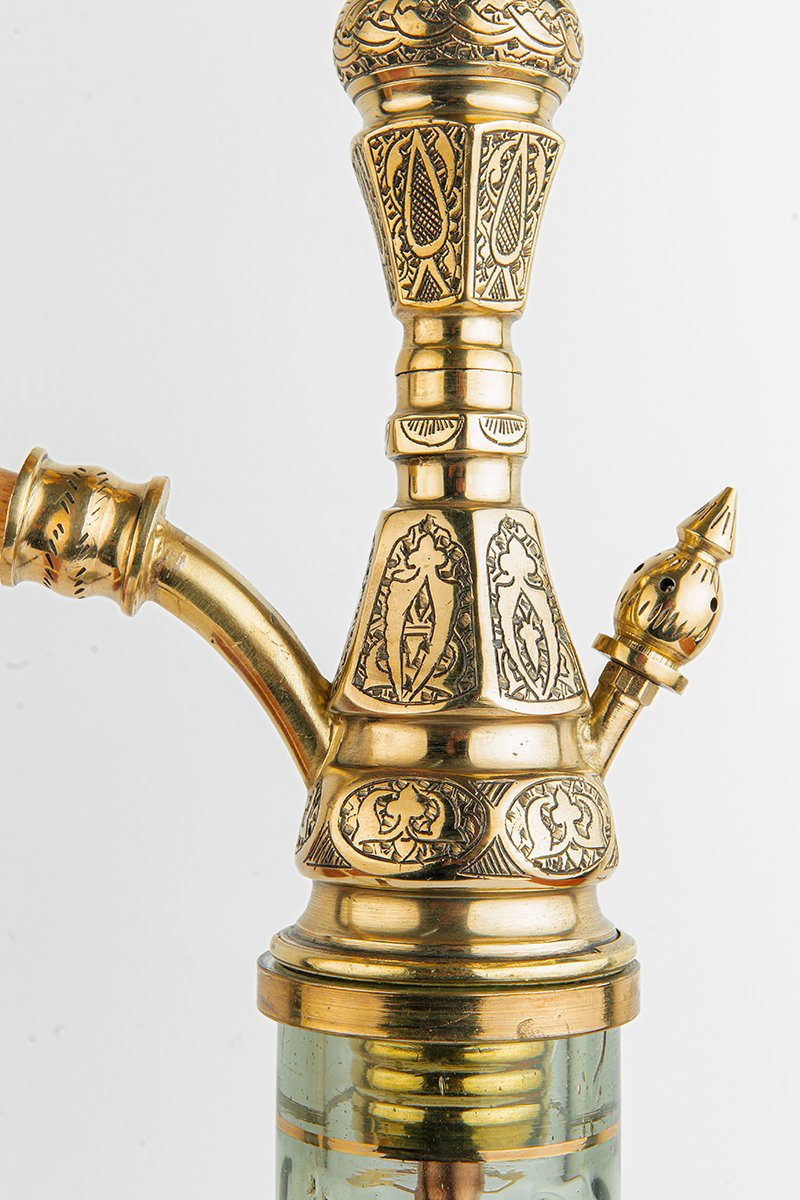 Shika Imperador Egyptian Brass Shisha Pipe, stem engraving detail