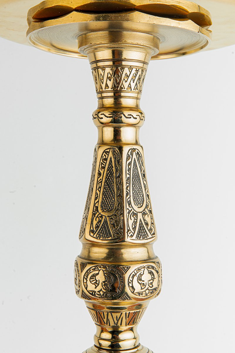 Shika Imperador Egyptian Brass Shisha Pipe, stem engraving, close