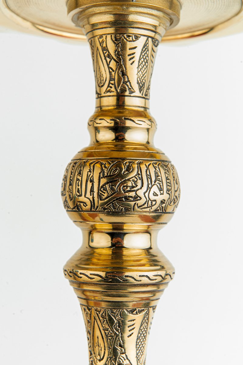 Shika Legend Egyptian Brass Shisha Pipe, lower stem and base neck detail