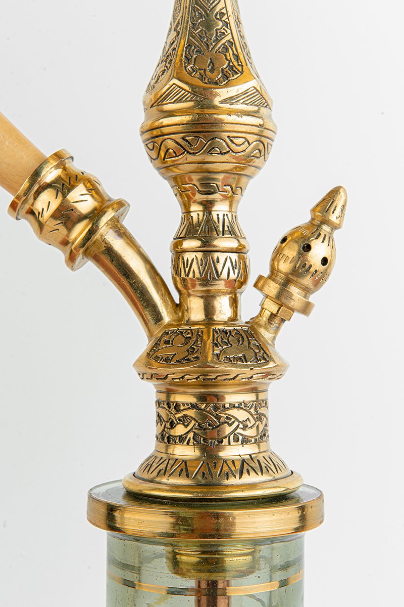 Shika Mini Tryon Brass Shisha Pipe, stem engraving detail
