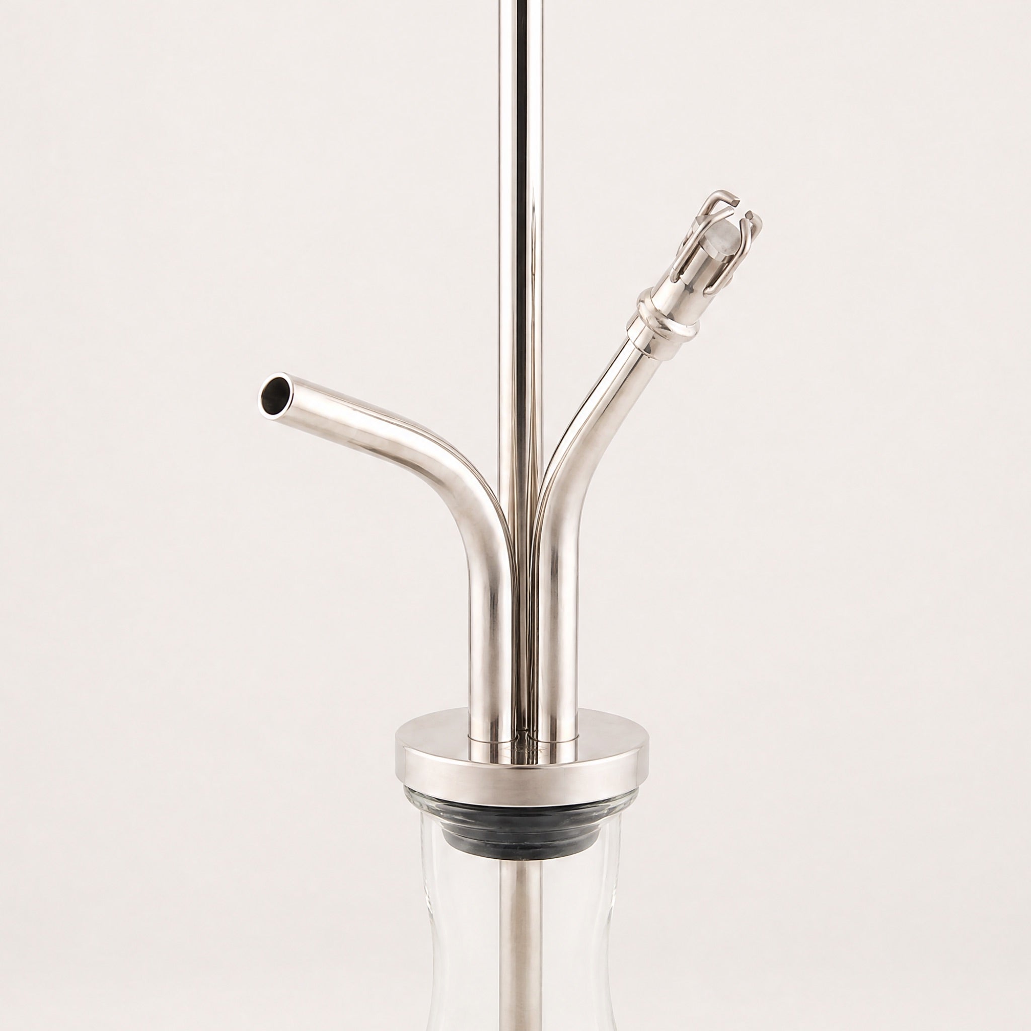 VZ Hookah Classic mid-stem detail with hose port, purge valve, and engraved gasket disc, AISI 304 steel.