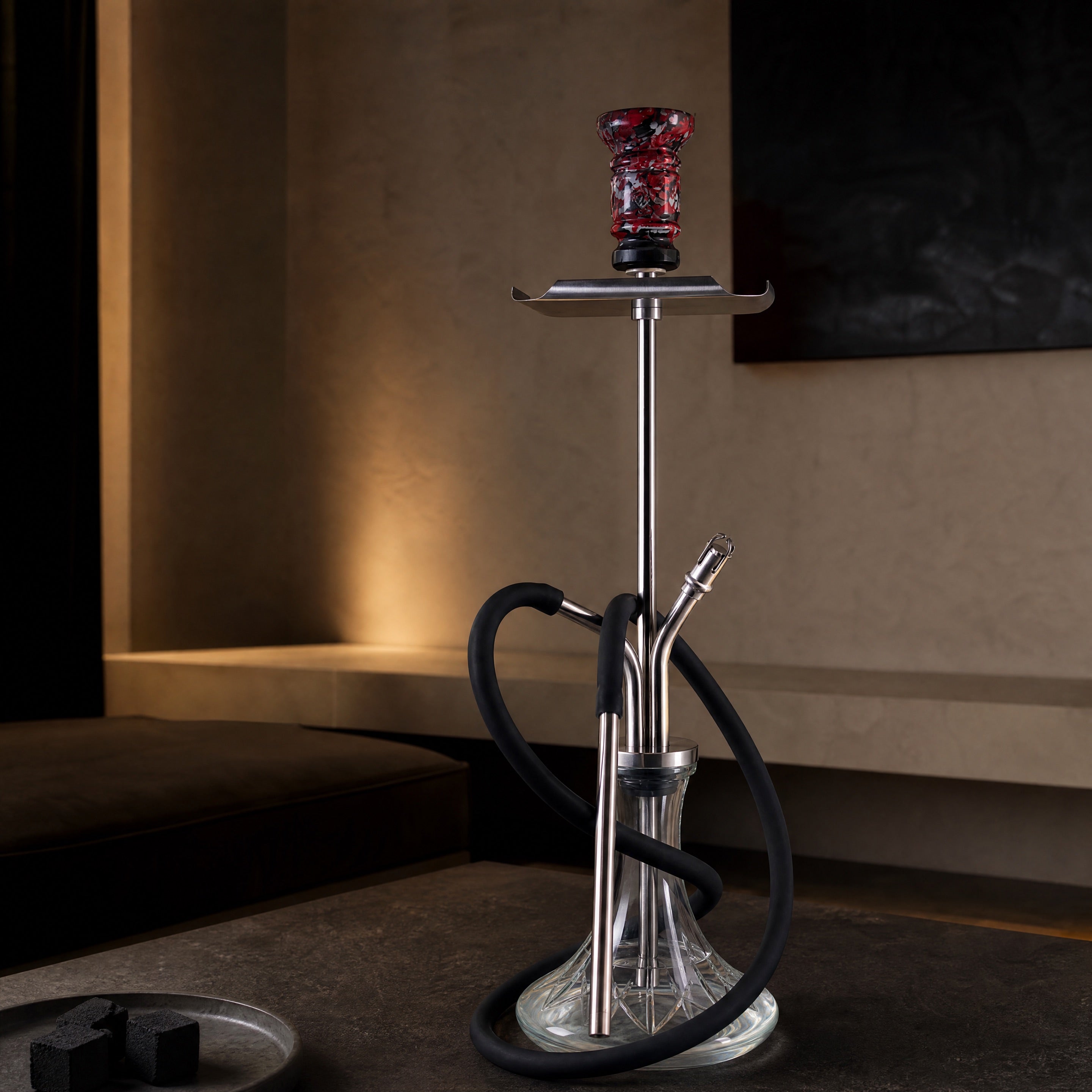 VZ Hookah Classic fully assembled with bowl, hose, and water-line ready for session, premium hookah by TPW.