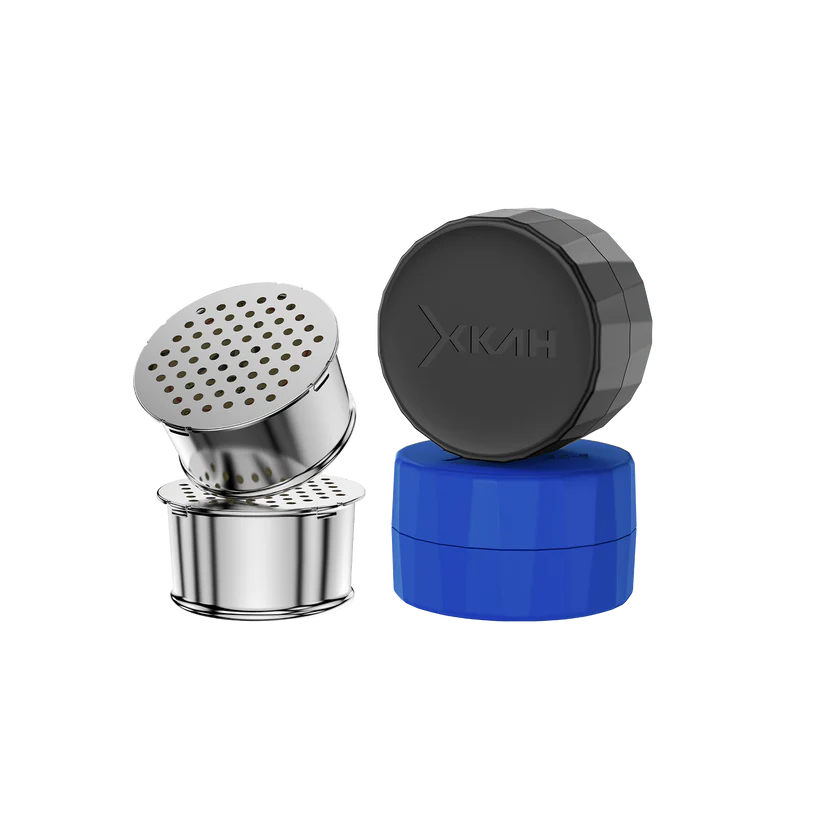 XKAH Bowl Kit — two stainless steel replacement pods with XKAH Pod Carry Case in Black and Blue colourway options — The Premium Shisha